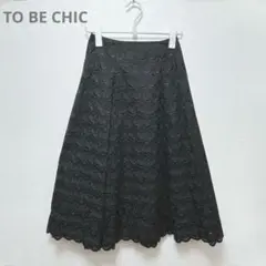 美品♡【トゥービーシック】フレアスカート　総柄　刺繍　上品　大人綺麗め　M