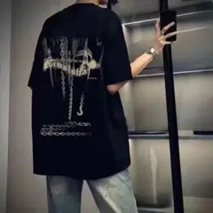 グラフィックプリント オーバーサイズTシャツ ブラック