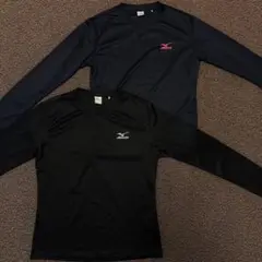 Mizuno フィットネス長袖シャツ Mブラック　Sネイビー