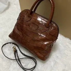 美品 バリー 2wayショルダーバッグ レザー ハンドバッグ クロコ型押し