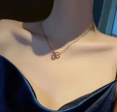 ヒット商品☆ピンクゴールド ジルコニア ネックレス☆プレゼントにも 男女兼用
