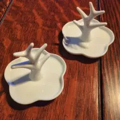 ホワイト陶器リングホルダー2個セット