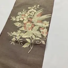 帯地　未仕立て　名古屋帯　正絹　刺繍