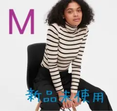 エクストラファインメリノリブタートル ボーダー オフホワイト M