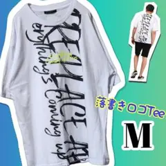 英字 落書き ペイント デザイン ペンキ ビッグロゴ プリント Tシャツ 白 M