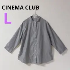 【CINEMA CLUB】ギンガムチェック柄ブラウス　シャツ　五分袖　白黒　Ｌ