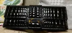 クロコダイル型押し黒クラッチバッグ 49AV Junko Shimada