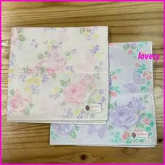 ガーゼハンカチ　新品　２枚セット　花柄　蝶々