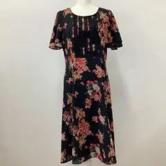 【13】ローラアシュレイ ♡ 花柄ワンピース ブラック系