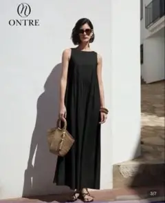 新品　ONTRE ノースリーブ ブラックワンピース