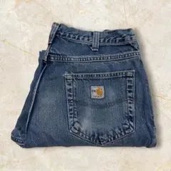 【Carhartt デニムパンツ FR 刺繍ロゴ 34x32 L】