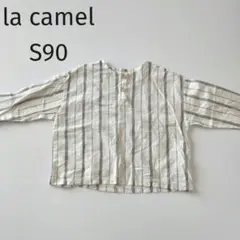 韓国子供服 la camel 長袖シャツ S 90 ストライプ