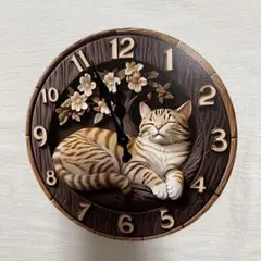 2D 掛け時計　猫　壁かけ　プレゼント　静音 可愛い ペット　ギフト 店