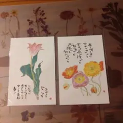 星野富弘　花の絵ハガキ　２枚
