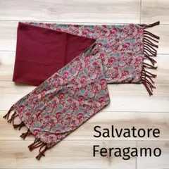 新品未使用 フェラガモFerragamo シルクシフォンストールブルーイタリア製 FERRAGAMO 特価セール サルヴァトーレフェラガモ ストール
