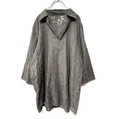 PENNY JULE ペニージュールチュニック グレー 花柄 七分袖ブラウスLL