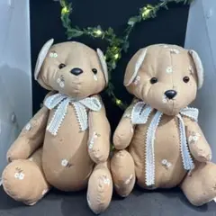 花柄ベージュぬいぐるみ2体セット