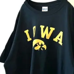 ギルダン アイオワ IOWA カレッジ Tシャツ L ブラック 黒 古着