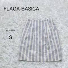 【FLAGA BASICA】スカート ストライプ柄 ポケット 裏地付 綿 日本製