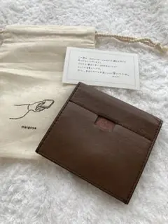 maigoya まいごや【美品】薄型レザー二つ折り財布　チャコールブラウン