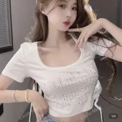 SHEIN ホワイトクロップドTシャツ