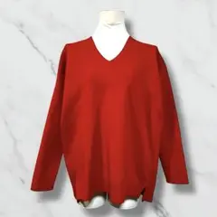 ナノユニバース nano universe レッド Vネック セーター ニット