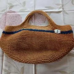 ハンドメイド　雑貨屋さん購入　かごバッグ　麻ひもバッグ　ナンバープレート付き