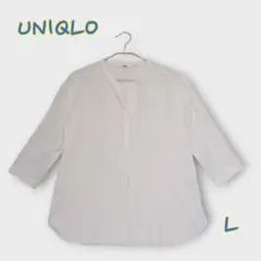 ＊UNIQLO ユニクロ＊Lサイズ シャツ ブラウス ホワイト 五分袖