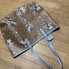 COACH フローラル ブルー リバーシブル トートバッグ