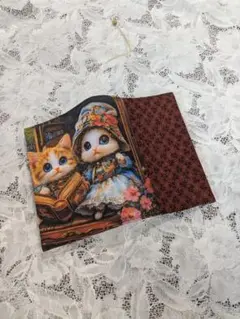 ハンドメイド　文庫本　ブックカバー　文庫本カバー　幻想的な猫とうさぎ