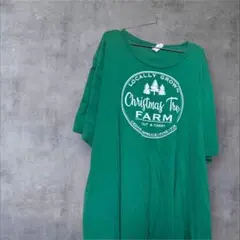 【CANVAS】クリスマスツリー農場 Tシャツ 緑　4XL 古着　海外