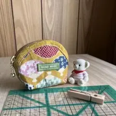 【ミニミニポーチ】扇子×ときどき猫　柄