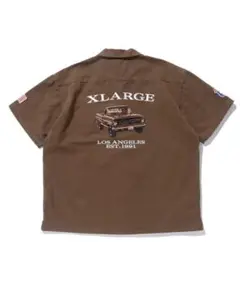 新品未使用タグ付き 完売品 XLARGE ブラウン 半袖ワークシャツ Sサイズ