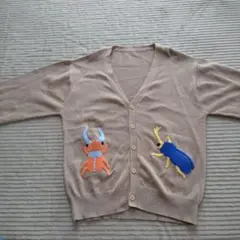 カブトムシとクワガタ刺繍カーディガン