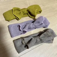 リボン付きニットヘアバンド 3色セット