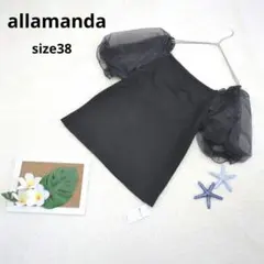 ✨️タグ付新古品✨️ アラマンダ ▶ シアースリーブカットソー サイズ38 黒