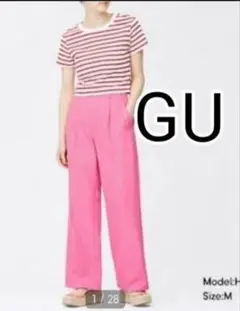 GU　カラースラックス　ピンク