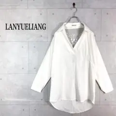 【LANYUELIANG】開襟ブラウス / レース / 刺繍 / 大きめサイズ♪