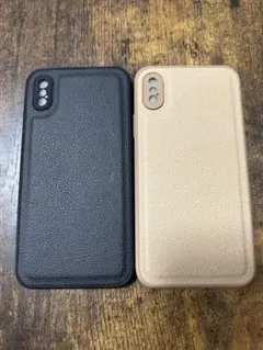 iPhone用ケース 黒とベージュ 2色セット