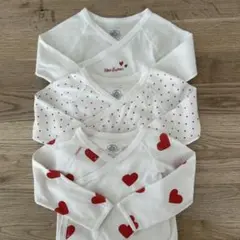 (74cm) 3枚セット PETIT BATEAU 長袖 ボディ 赤ハート