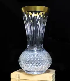 オールド・バカラ 美術館級1880年頃 金縁装飾特大切子壺 31.5cm 花瓶