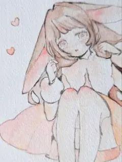 女の子 手描きイラスト アナログイラスト オリジナルイラスト