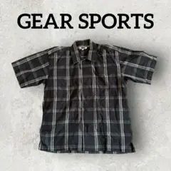 GEAR SPORTS メンズ半袖シャツ チェックシャツ (L) ダークグレー