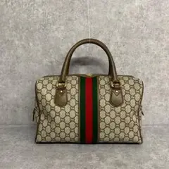 極 美品 オールドグッチ GGプラス シェリーライン レザー ボストンバッグ