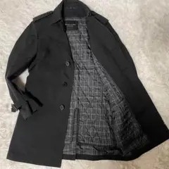 美品 バーバリーブラックレーベル　ステンカラーコート　ライナー　ノバチェック　黒