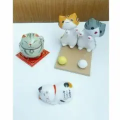 猫の陶器置物 4体セット
