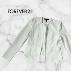 【フォーエバー21】FOREVER21 長袖 ノーカラージャケット 白 M