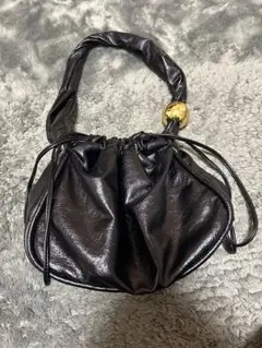 ZARA黒いドローストリングハンドバッグ