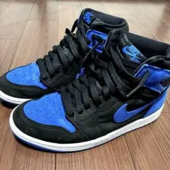 Nike エアジョーダン1 レトロ ハイ OG GS 黒 青　25センチ