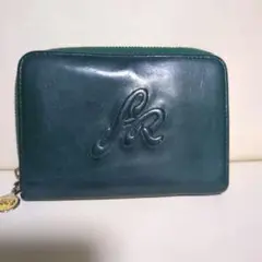 ダークグリーン レザー 二つ折り財布